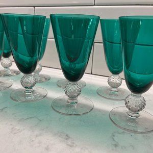 (8) Vintage Juice Glass Golf Ball Stiegel Green by MORGANTOWN, 1939=1971